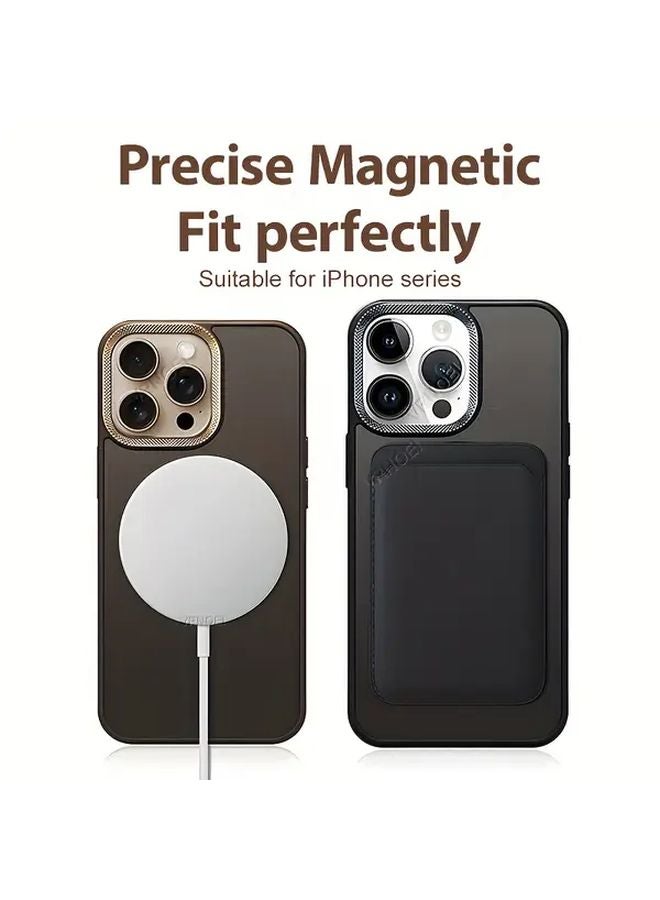 Dark Brown Magnetic Luxury Matte Translucent Shockproof Case for iPhone 16 Plus - Image 2